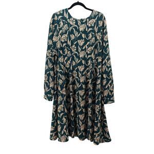 Leota Womens Dress Beige Green Career 2x Made in China